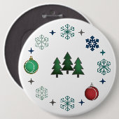 Festive Christmas Trees & Snowflakes Ronde Button 6,0 Cm (Voorkant /achterkant)