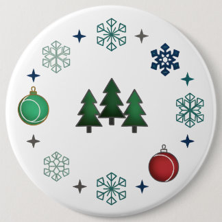 Festive Christmas Trees & Snowflakes Ronde Button 6,0 Cm