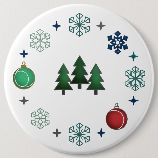 Festive Christmas Trees & Snowflakes Ronde Button 6,0 Cm (Voorkant)