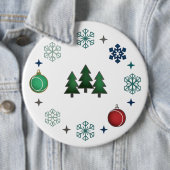 Festive Christmas Trees & Snowflakes Ronde Button 6,0 Cm (In situ)