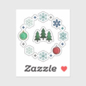 Festive Christmas Trees & Snowflakes Sticker (Vel)