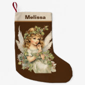 Festive Christmas waterverf Angel Voeg naam toe Kleine Kerstsok (Voorkant)