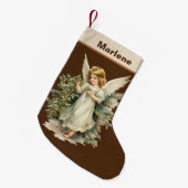 Festive Christmas waterverf Angel Voeg naam toe Kleine Kerstsok (Voorkant (Hangend))