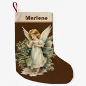 Festive Christmas waterverf Angel Voeg naam toe Kleine Kerstsok (Voorkant)