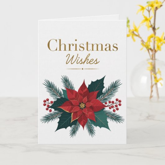 Festive Christmas Wishes Card for Holiday Season Kaart (Gele Bloem)