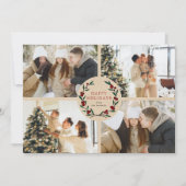 Festive Christmas Wreath 4 Photo Happy Feestdagenkaart (Voorkant)