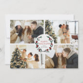 Festive Christmas Wreath 4 Photo Happy Feestdagenkaart (Voorkant)