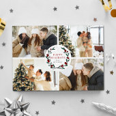 Festive Christmas Wreath 4 Photo Happy Feestdagenkaart