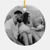 Festive Christmas Wreath Custom Initial and Photo Keramisch Ornament (Achterkant)