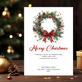 Festive Christmas Wreath Greeting Digital Template Feestdagenkaart