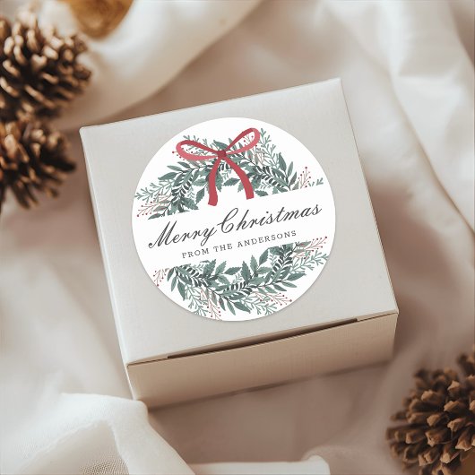 Festive Christmas Wreath Holiday Gift Ronde Sticker