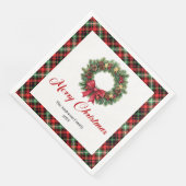 Festive Christmas Wreath in Red Green Plaid Servet (Hoek)