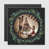 Festive Christmas Wreath Leaves Berries Magnet (Voorkant / Achterkant)