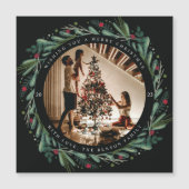 Festive Christmas Wreath Leaves Berries Magnet (Voorkant)