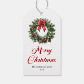 Festive Christmas Wreath Personalized Tags Cadeaulabel (Achterkant)