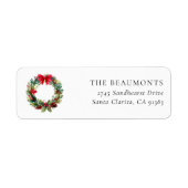 Festive Christmas Wreath Return Address Label (Voorkant)