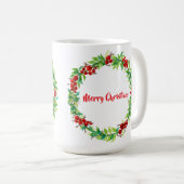 Festive Christmas wreath with red berries Koffiemok (Voorkant rechts)