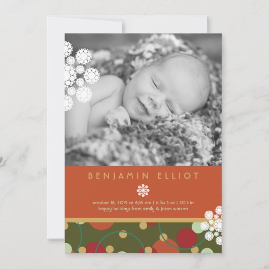 Festive Circles Holiday Foto geboorteaankondiging Feestdagenkaart (Voorkant)