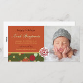 Festive Circles Stippen Holiday Birth Notice Feestdagenkaart (Voorkant / Achterkant)