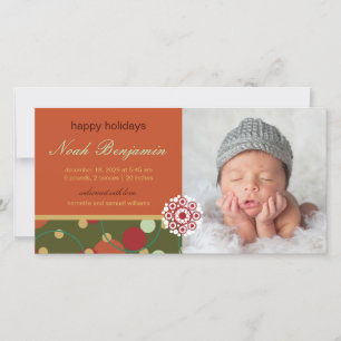 Festive Circles Stippen Holiday Birth Notice Feestdagenkaart