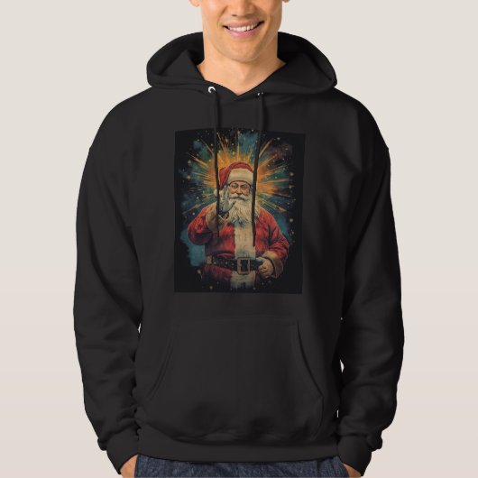 Festive Classic Santa Claus Christmas Art Hoodie (Voorkant)