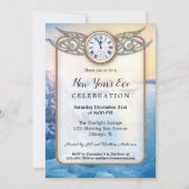 Festive Clock New Year's Eve Party Invitation Kaart (Voorkant)