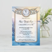 Festive Clock New Year's Eve Party Invitation Kaart (Staand voorkant)