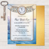 Festive Clock New Year's Eve Party Invitation Kaart