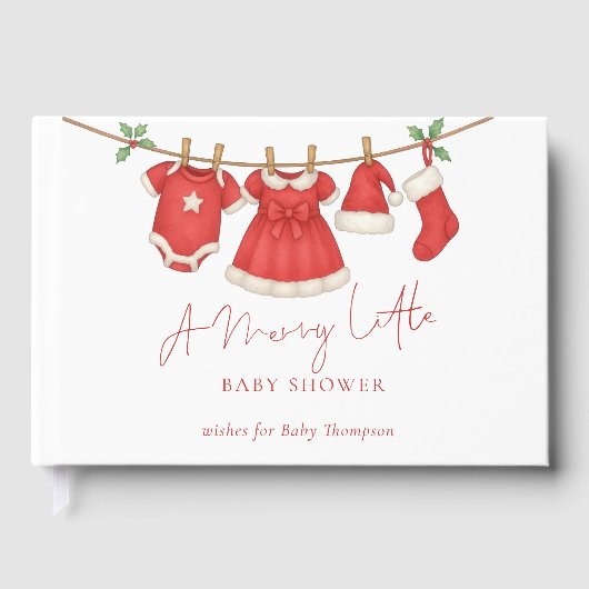 Festive Clothesline Christmas Baby Shower  Gastenboek (Voorkant)