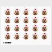 Festive Cocker Spaniel Dog on Woof Art Christmas Ronde Sticker (Vel)
