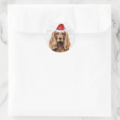 Festive Cocker Spaniel Dog on Woof Art Christmas Ronde Sticker (Tas)