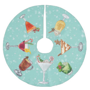 Festive Cocktail Drink de Waterverf van Kerstmis Kerstboom Rok
