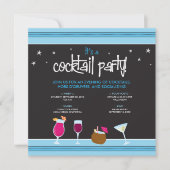 Festive Cocktail Party (aqua) Kaart (Voorkant)