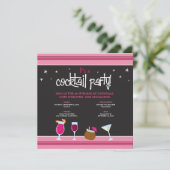 Festive Cocktail Party (fuschia) Kaart (Staand voorkant)
