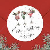 Festive Cocktails Merry Christmas Ronde Sticker