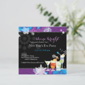 Festive Cocktails Nieuwjaar Eve Party Kaart (Staand voorkant)