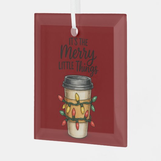 Festive Coffee Cup Christmas Sticker Glas Ornament (Voorkant links)