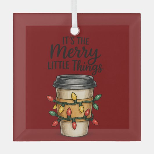 Festive Coffee Cup Christmas Sticker Glas Ornament (Voorkant)