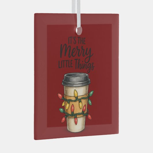 Festive Coffee Cup Christmas Sticker Glas Ornament (Voorkant Rechts)
