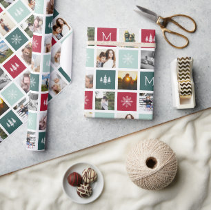 Festive Collage Monogram   15 Fotovakantie Cadeaupapier