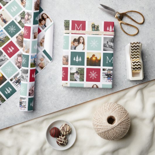 Festive Collage Monogram | 15 Fotovakantie Cadeaupapier (Crafts)
