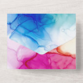 Festive Colorful Alcohol Ink Wedding All In One Uitnodiging (Achterkant)