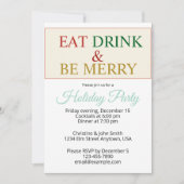 Festive Colorful Christmas Eat Drink & Be Merry  Kaart (Voorkant)