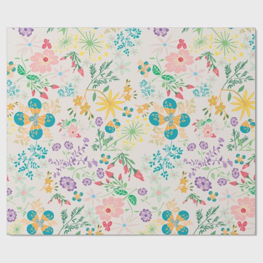 Festive Colorful Floral Baby shower Cadeaupapier (Vlak)