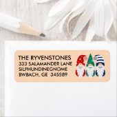 Festive Colorful Funny Kerstknomes Snowflakes Etiket (Insitu)