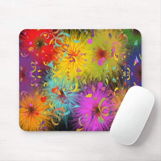 Festive Colorful Fuzzy Splat and Party Confetti Muismat (Met muis)