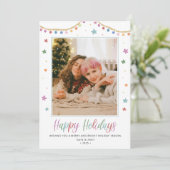 Festive & Colorful Happy Holidays Photo Card Kaart (Staand voorkant)