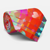 Festive Colorful Heart Pattern Stropdas (Opgerold)