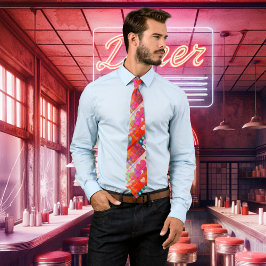 Festive Colorful Heart Pattern Stropdas