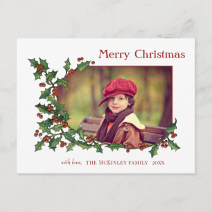 Festive Colorful Holly, Greeting & Photo Briefkaart